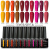 Nude Glitter Gel Nail Polish Set Purple Pink