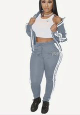 Ladies Tracksuits Piece Set Sports Suit Zipper V