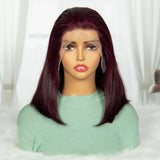 Burgundy Straight Short Wig Double Drawn