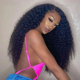 Mxwigs Soft Glueless Black B Color Kinky Curly
