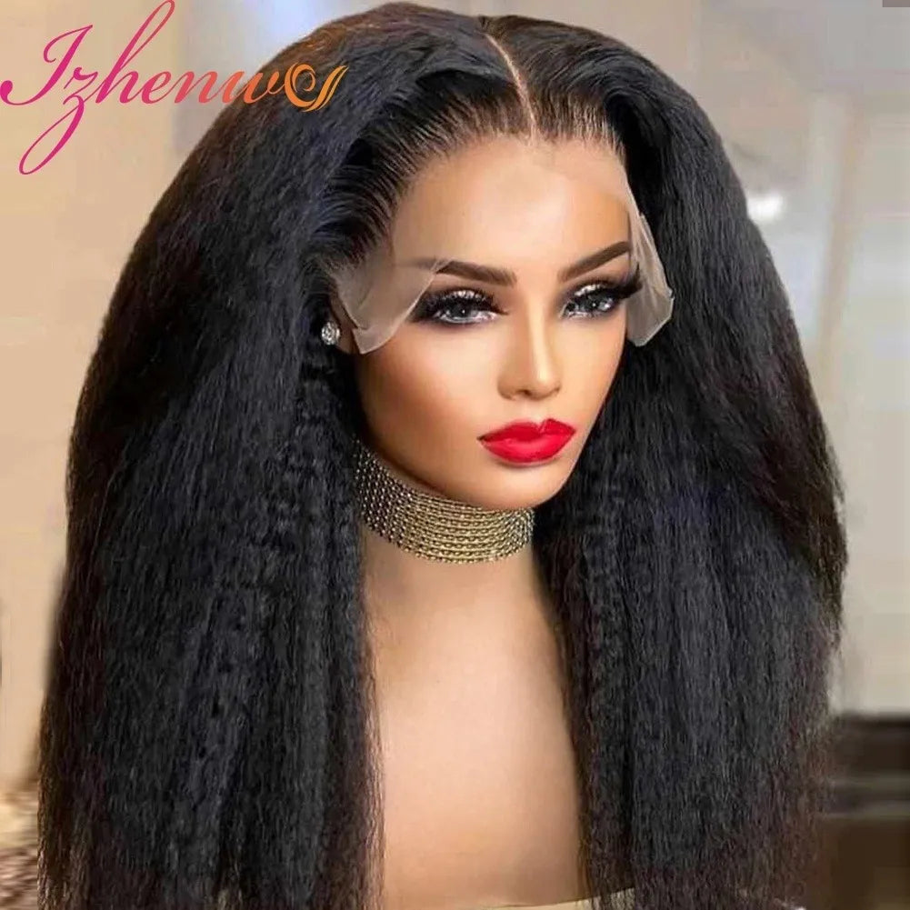 Transparent Lace Frontal Wig Pre Plucked Kinky
