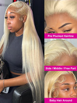 Straight  Blonde Lace Front Wig Human