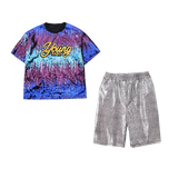 Kids Hip Hop Clothing Sequined T Shirt Loose