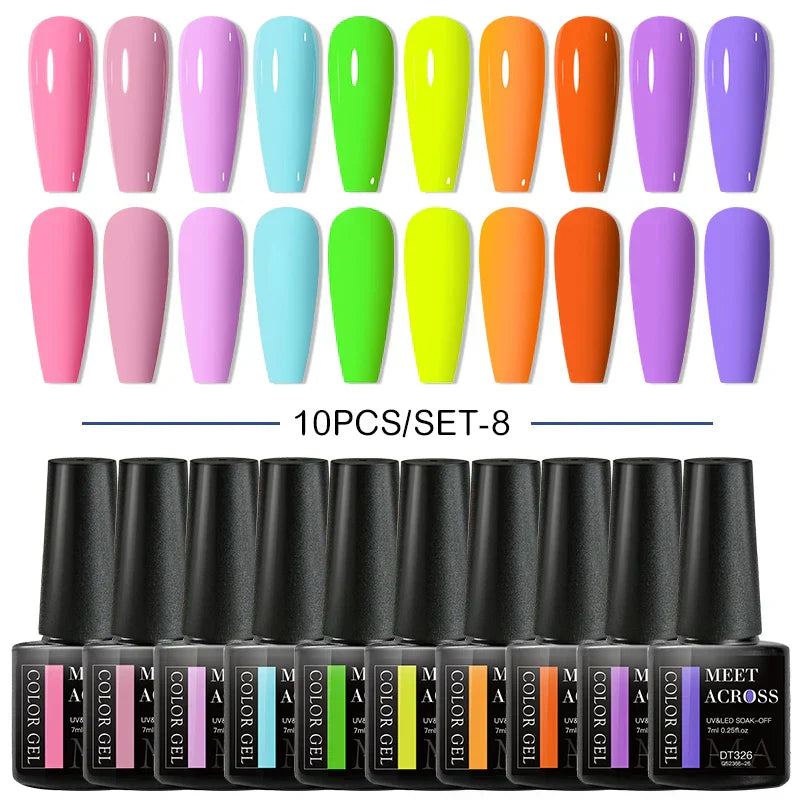 Nude Glitter Gel Nail Polish Set Purple Pink