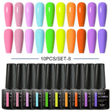 Nude Glitter Gel Nail Polish Set Purple Pink