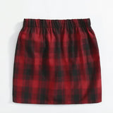 Plus Elastic Waist Summer Spring Casual Bandage Plaid