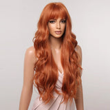 Ginger Curly Synthetic Wigs For Women Long Natural