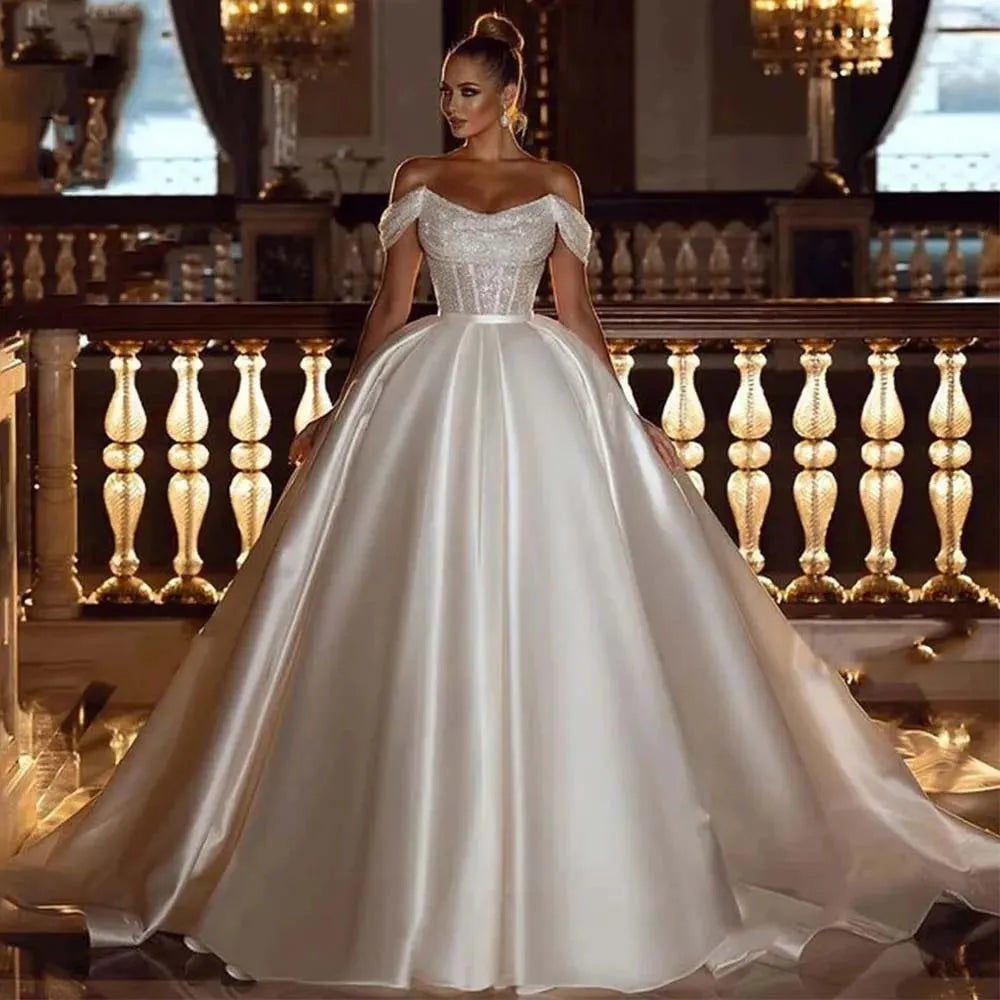 Retro Vestido De Novia Appliques Satin Beading Wedding
