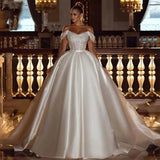 Retro Vestido De Novia Appliques Satin Beading Wedding