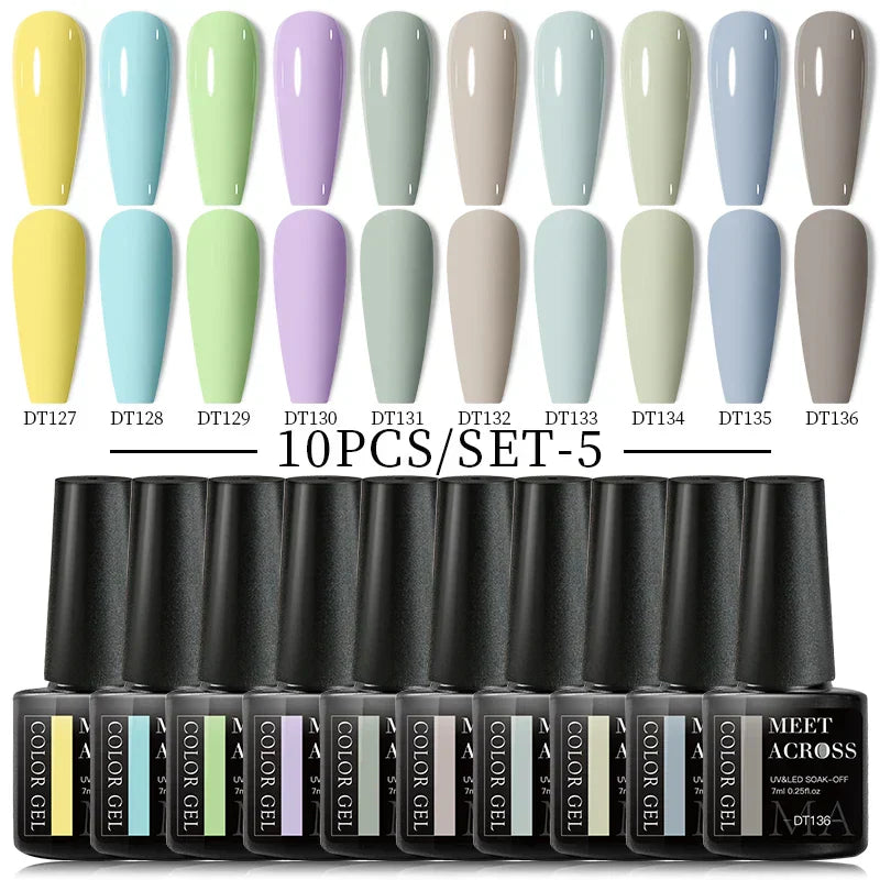 Nude Glitter Gel Nail Polish Set Purple Pink