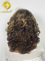 Density Highlight Bouncy Curly Human Hair Wigs