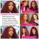 Curly J Burgundy X Lace Front Human Hair