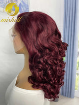 Density J Burgundy Bouncy Curly Human Hair