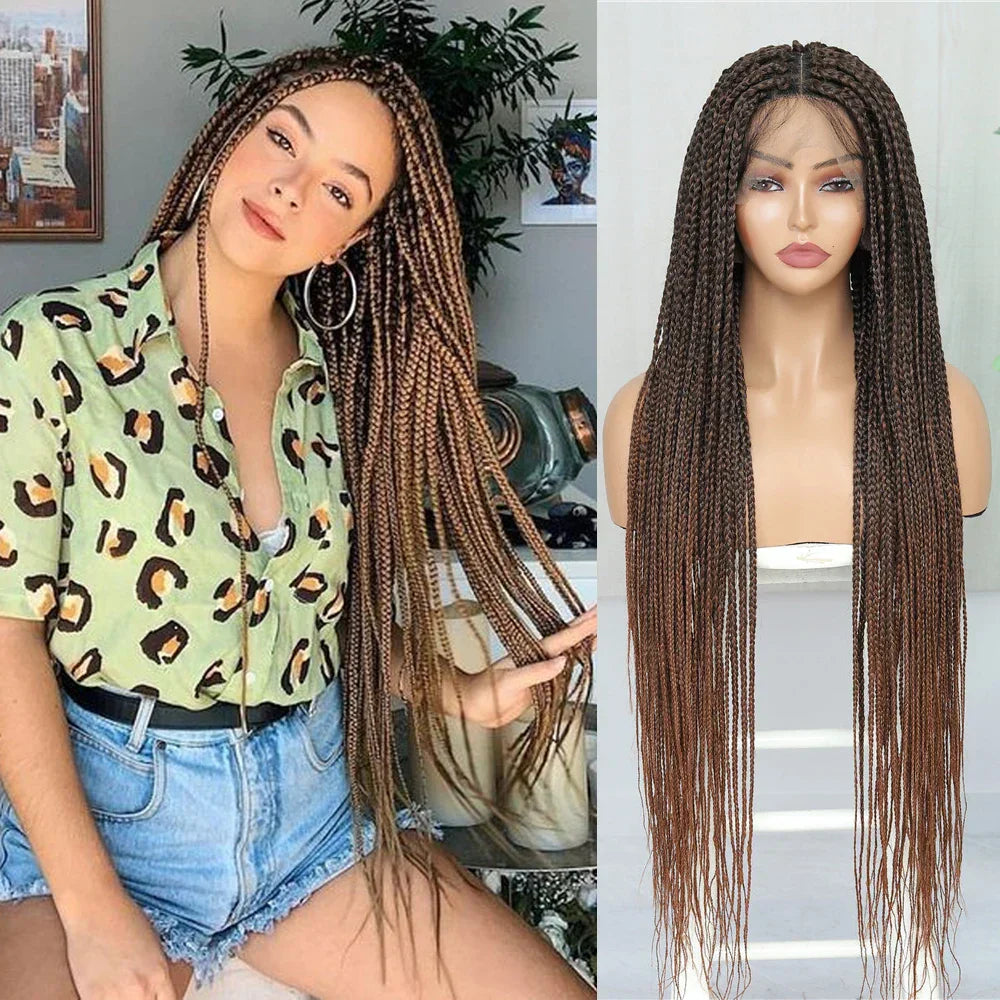 Full Lace Front Box Braided Synthetic Wigs