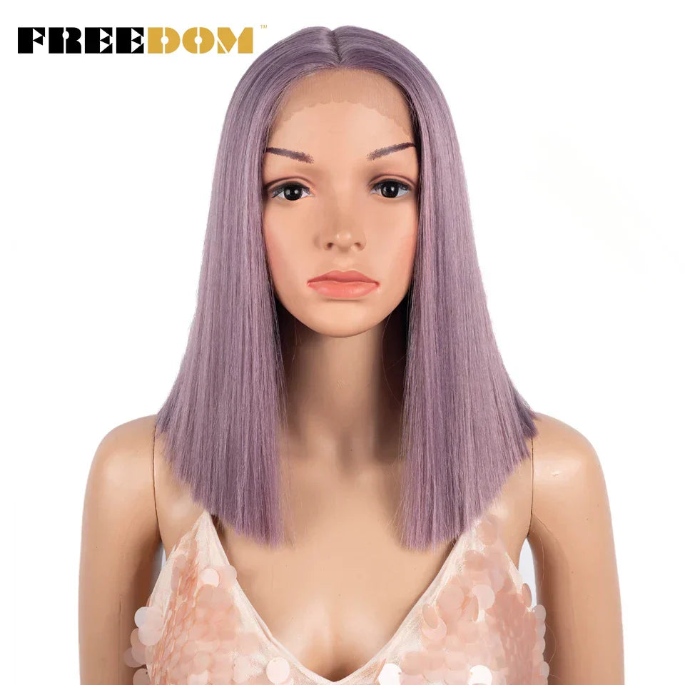 Freedom Synthetic Lace Wig Short Bob Straight Middle