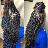 Full Lace Frontal Boho Braided Wigs Wave Curly