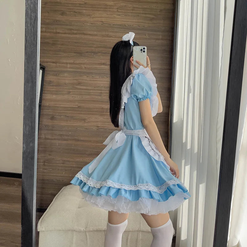 Blue Alice Playing Cards Lolita Maid Dress Costumes