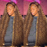 Highlight Ombre Lace Front Wig Curly Human Hair