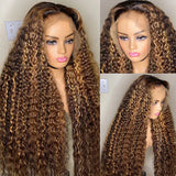 Curly Highlight 13X4 Lace Front Human Hair Honey