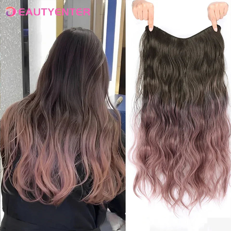 Synthetic Clips In Hair Long Wave Clip In