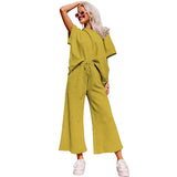 Spring Summer Casual Solid Short Sleeve T-Shirt Wide