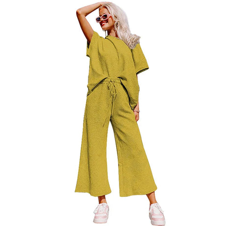 Spring Summer Casual Solid Short Sleeve T-Shirt Wide