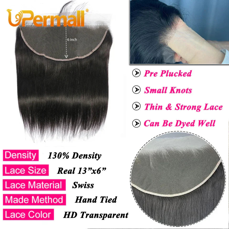 Upermall X Lace Frontal Straight Pre Plucked Swiss
