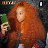Orange Ginger Lace Front Wig Curly Human Hair