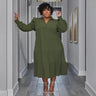 Yaya Vintage Women Long Sleeve Turn-Down Collar Long