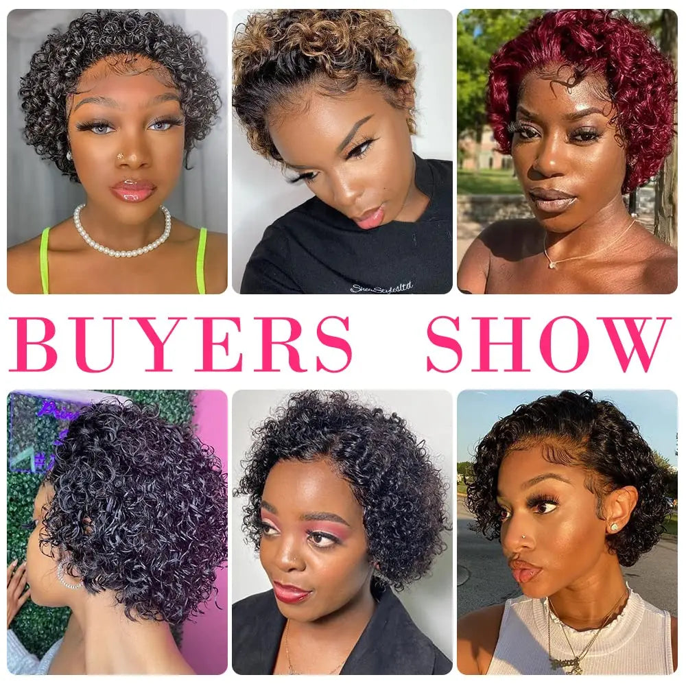 Curly Wigs Short Pixie Cut Human Hair For
