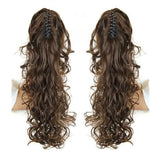 Synthetic Long Wavy Claw Clip On Ponytail Drawstring