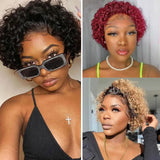 Pixie Cut Wigs Human Haishort Curly Lace Front