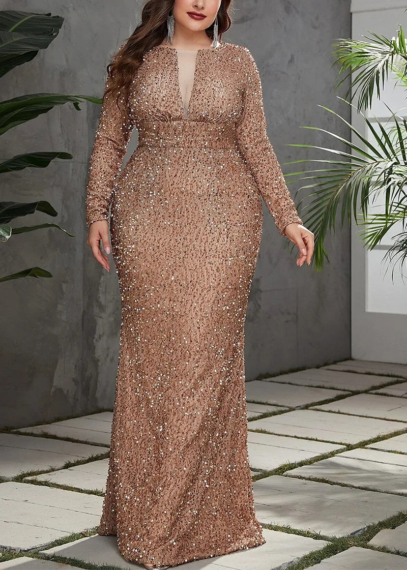 Women Party Dresses Fashion Beaded Fishtail Evening Dress