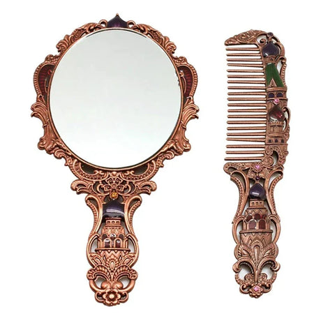 Women'S Vintage Castle Portable Cosmetic Mirror Russian Handle