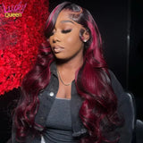 Density Highlight B Burgundy X Lace Frontal