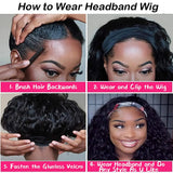 Kinky Curly Headband Bob Wig Human Hair Glueless