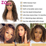 Glueless Highlight Wig Human Hair Curly Ombre Honey