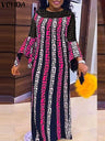 Vonda Women Maxi Dress Summer Lace Patchwork Long
