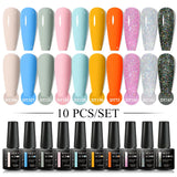 Nude Glitter Gel Nail Polish Set Purple Pink