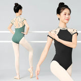 Women Ballet Leotards Stand Collar Embroidery Gymnastics Leotards