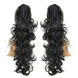 Synthetic Long Wavy Claw Clip On Ponytail Drawstring