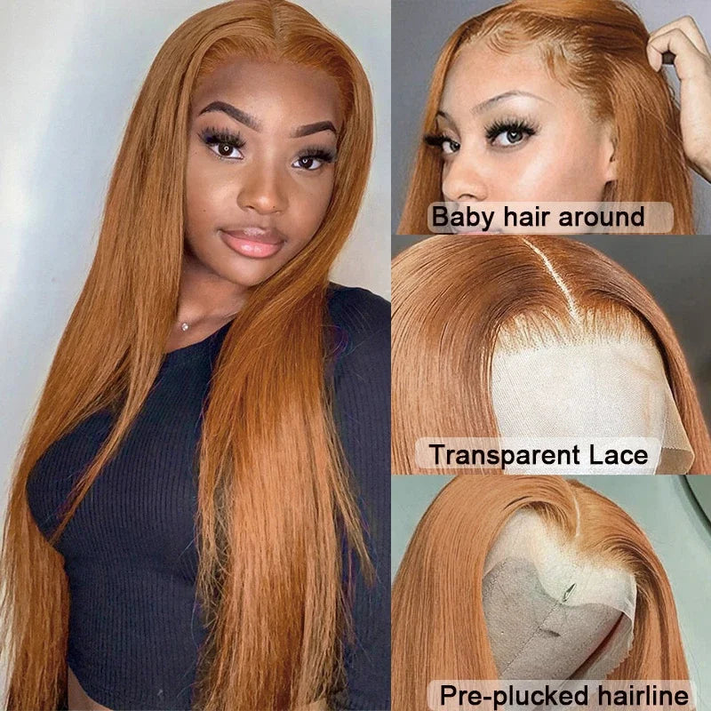 Ginger Blonde Lace Wigs For Black Women Straight