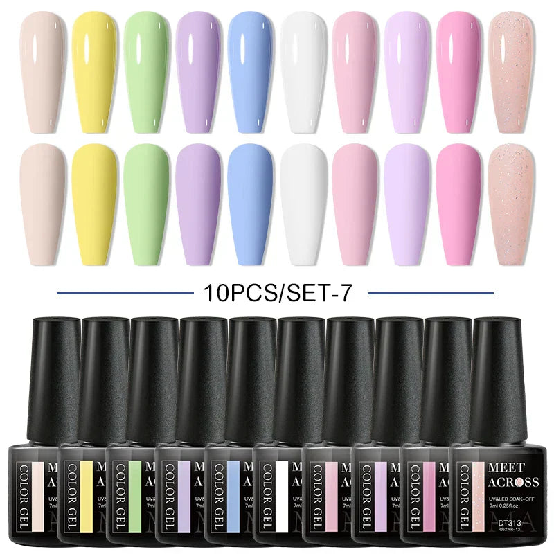 Nude Glitter Gel Nail Polish Set Purple Pink