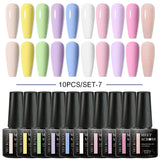 Nude Glitter Gel Nail Polish Set Purple Pink