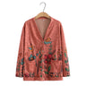 Plus Cardigan Women Spring Print V-Neck Two