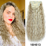 Set Synthetic Hair Clip In Long Wavy Thick