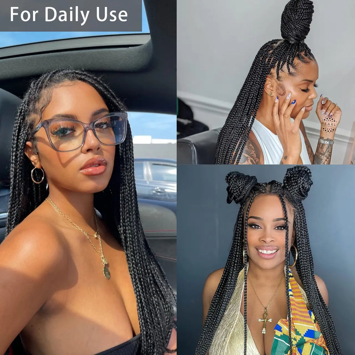 Viyskur Inches Full Lace Front Knotless Box Braided