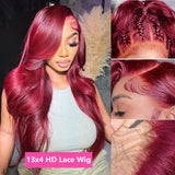 J Burgundy Lace Front Human Hair Wig X