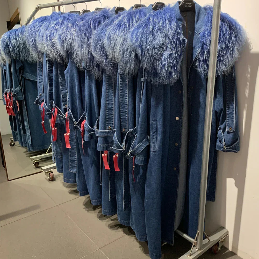 Denim Coat Long New Coming Denim Windbreak Long