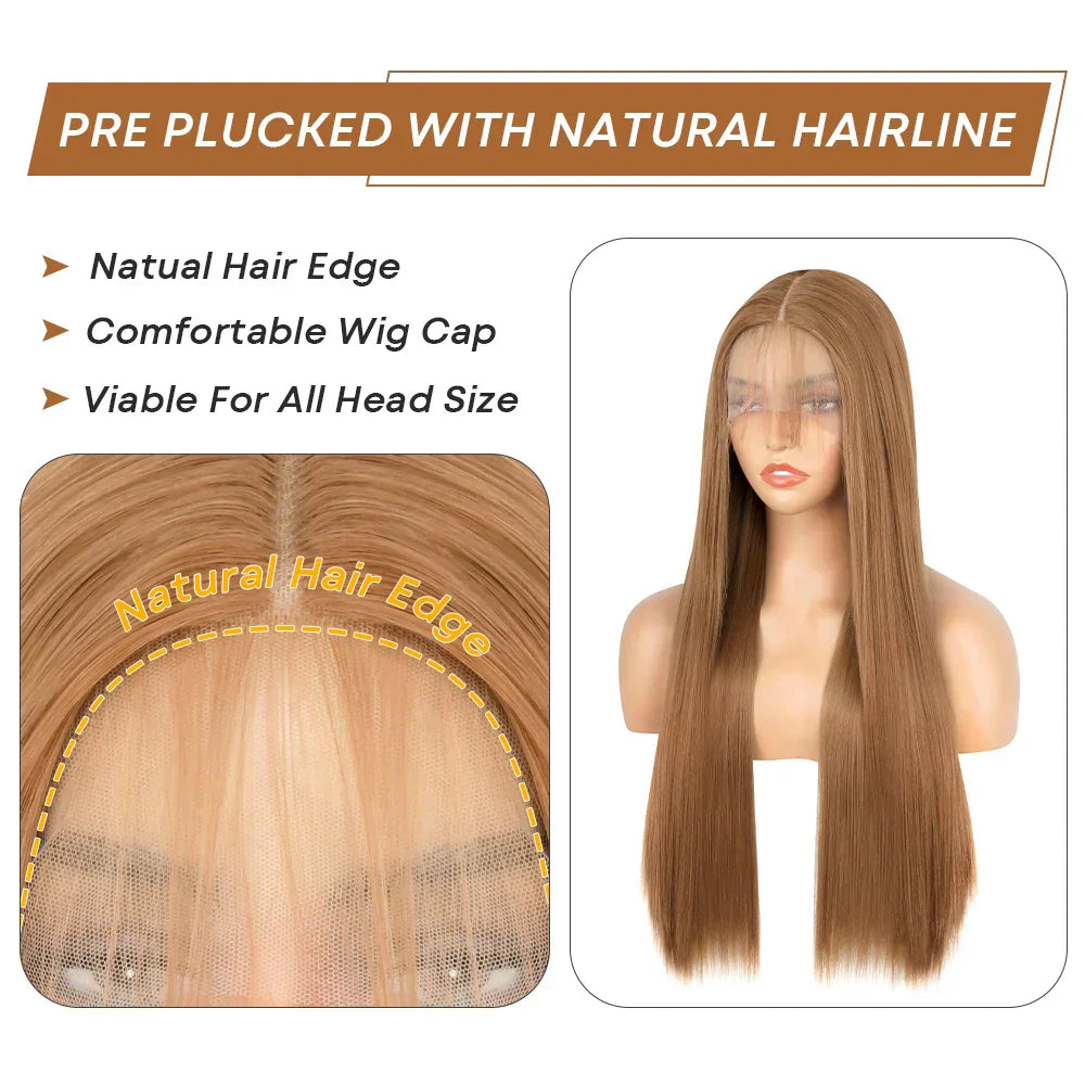 Ginger Blonde Lace Wigs For Black Women Straight